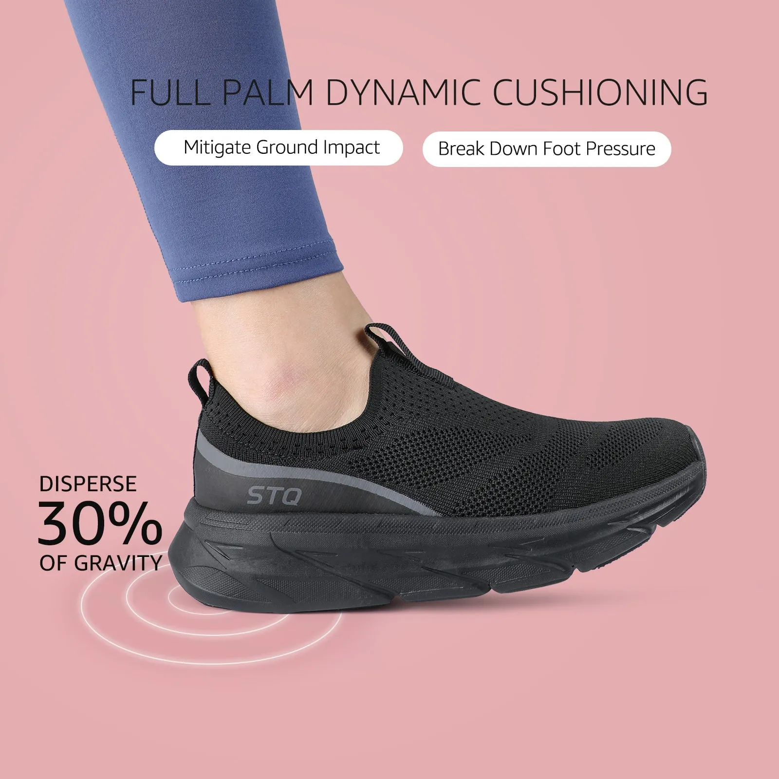 STQ Slip on Sneakers Women Walking Shoes with Arch Support Memory Foam