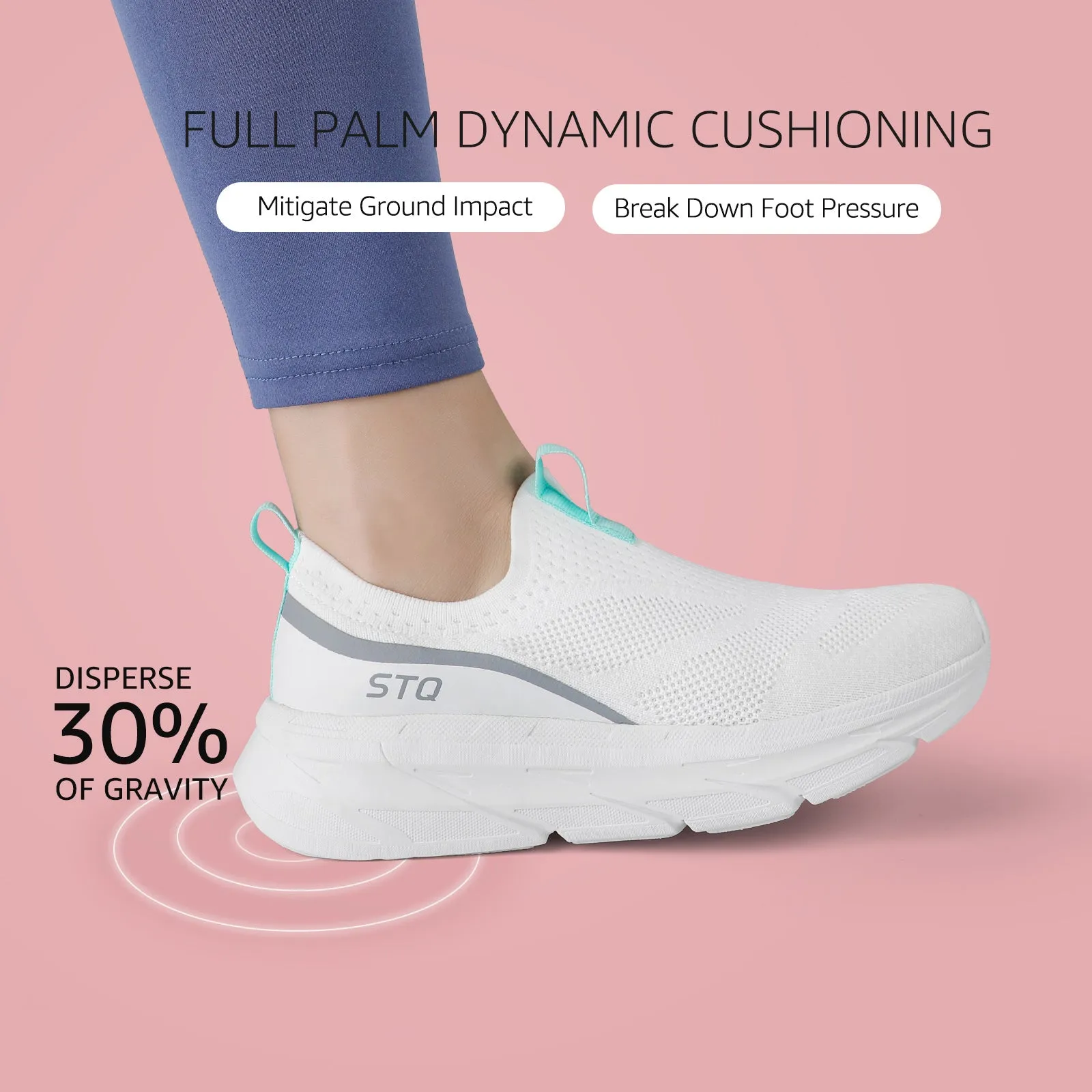 STQ Slip on Sneakers Women Walking Shoes with Arch Support Memory Foam