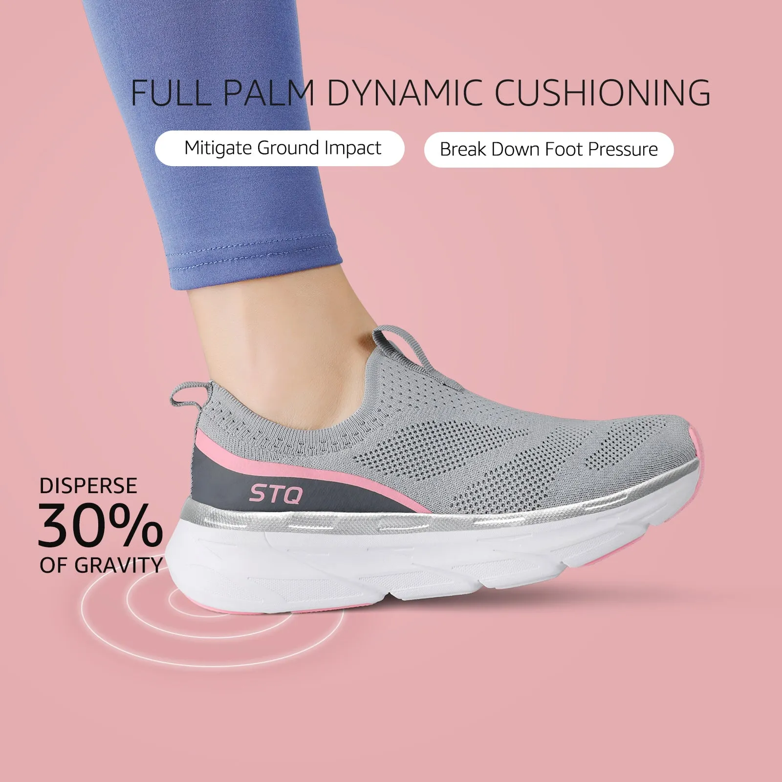 STQ Slip on Sneakers Women Walking Shoes with Arch Support Memory Foam