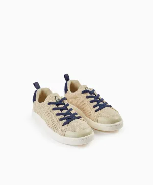 Trainers in Mesh for Boys 'ZY 1996', Beige/Dark Blue