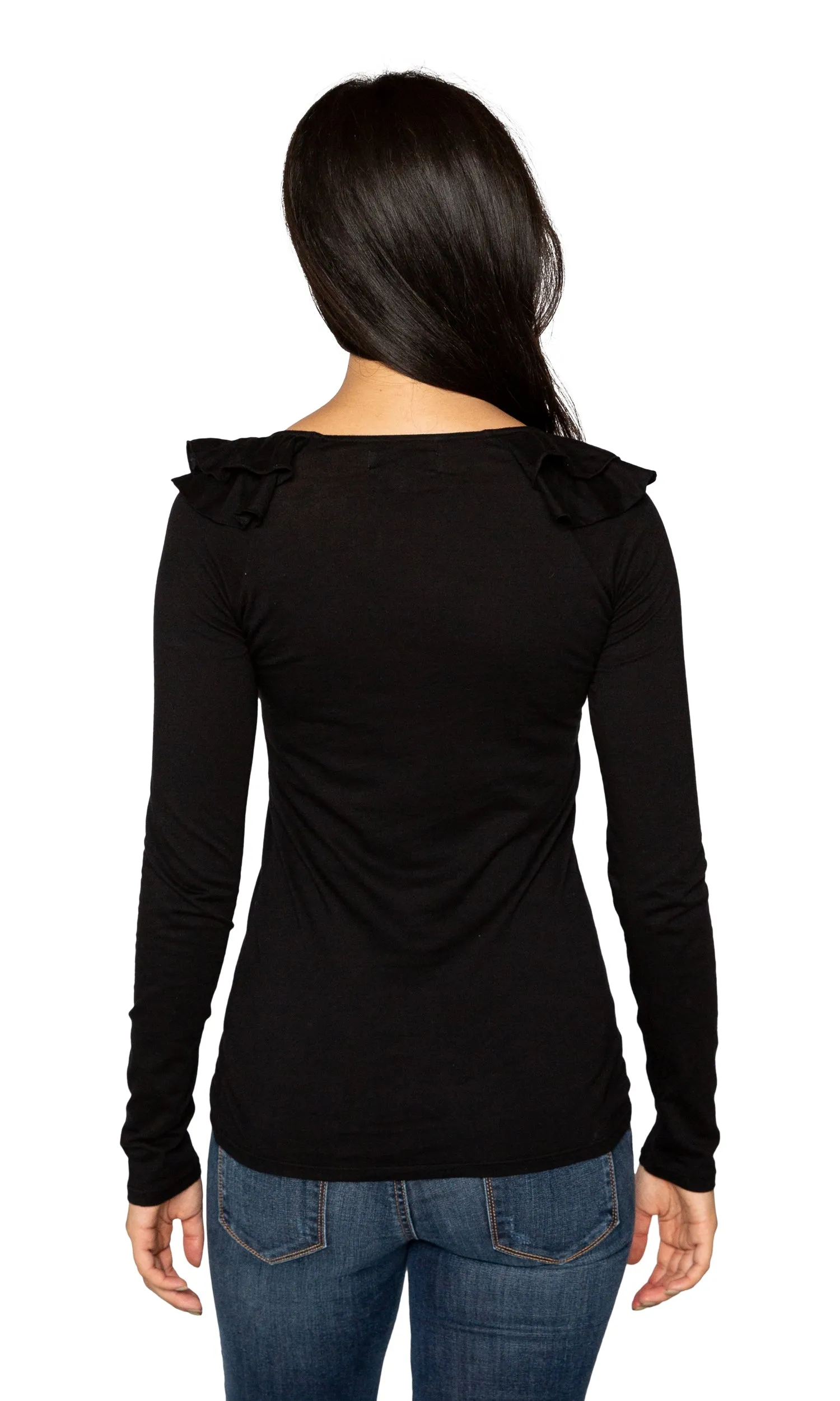 Velvet by Graham & Spencer Yancy03 Ruffle Shoulder Top