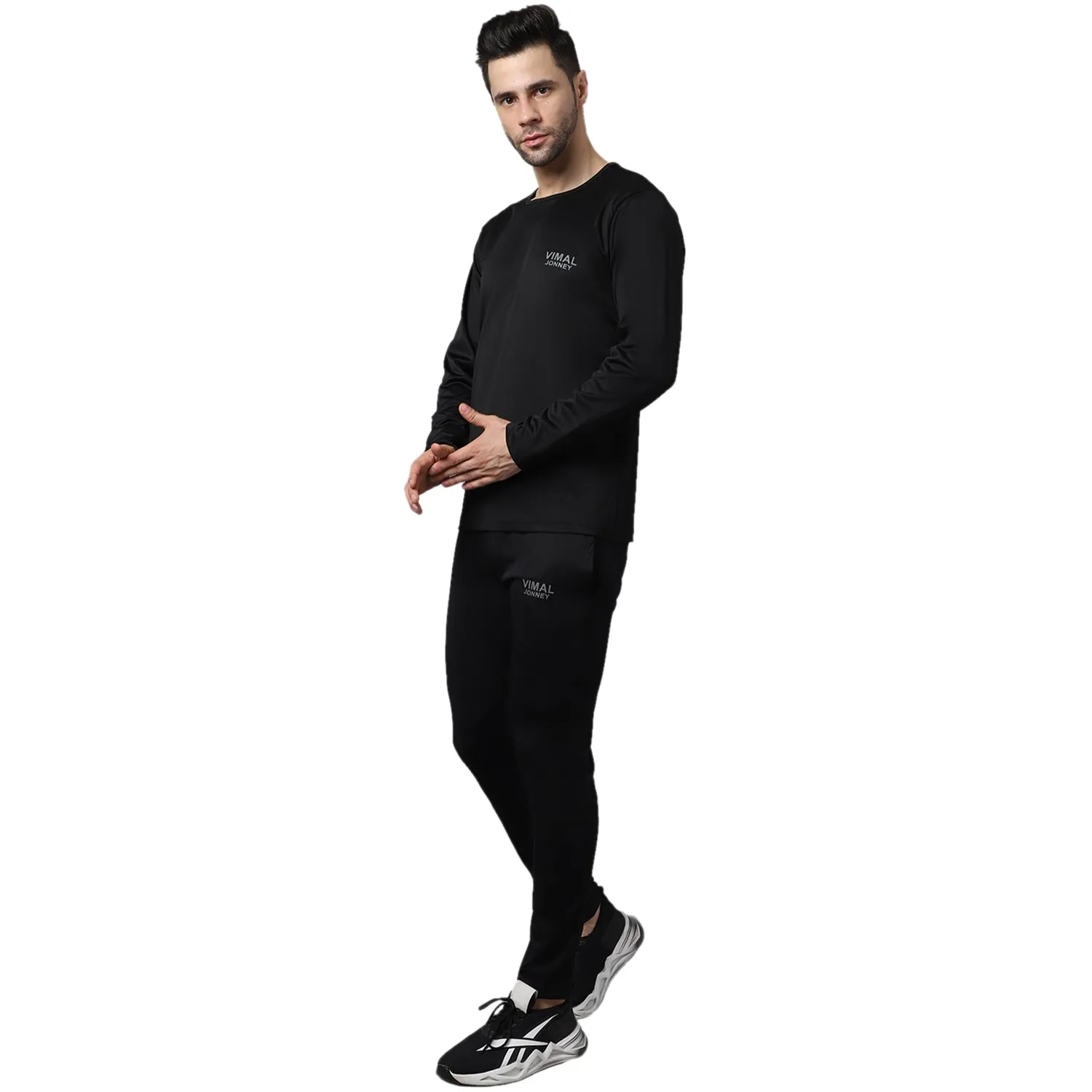 Vimal Jonney Dryfit Lycra Black Tracksuit for Men