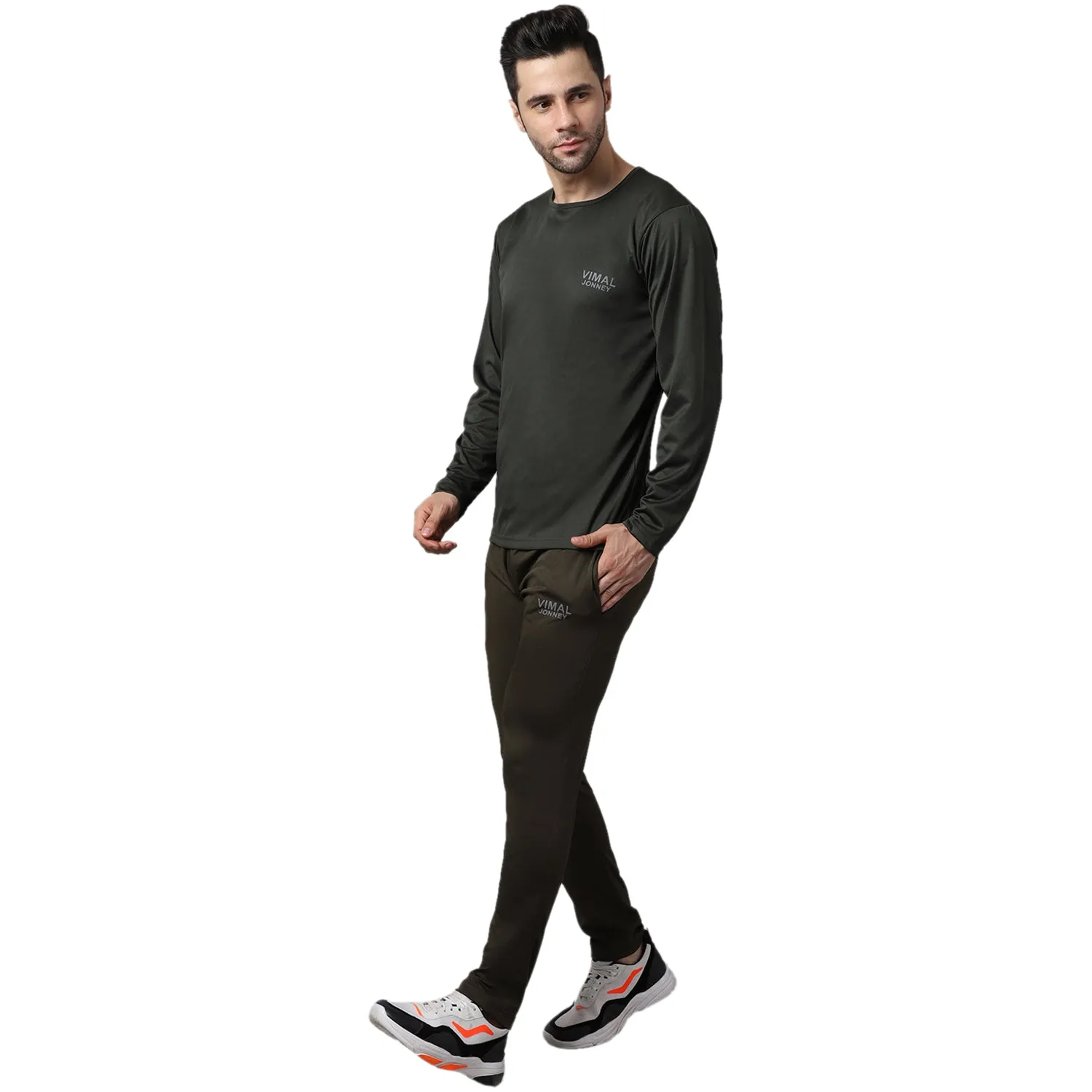 Vimal Jonney Dryfit Lycra Olive Tracksuit for Men