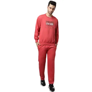 Vimal Jonney Fleece Printed Pink Tracksuit for Men