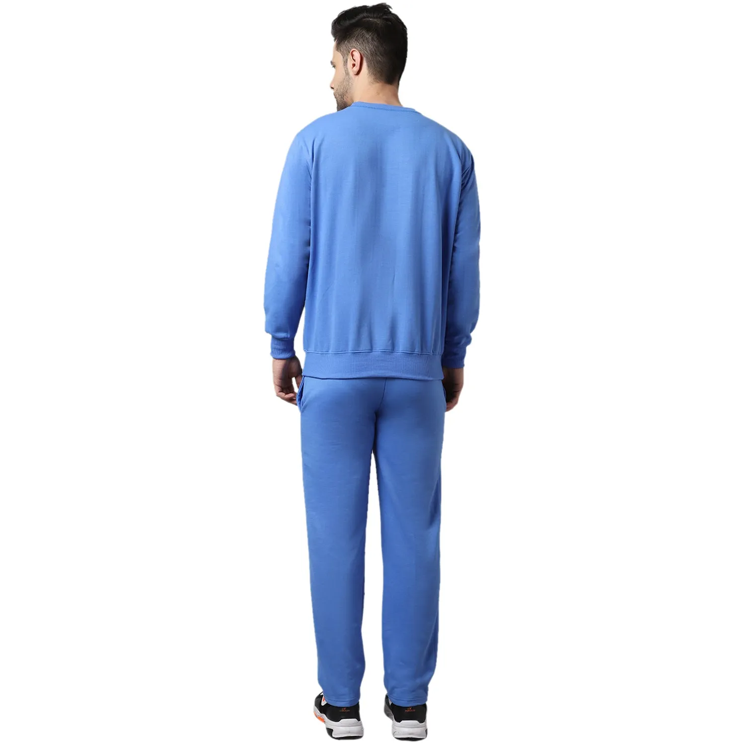 Vimal Jonney Fleece Printed Sky Blue Tracksuit for Men