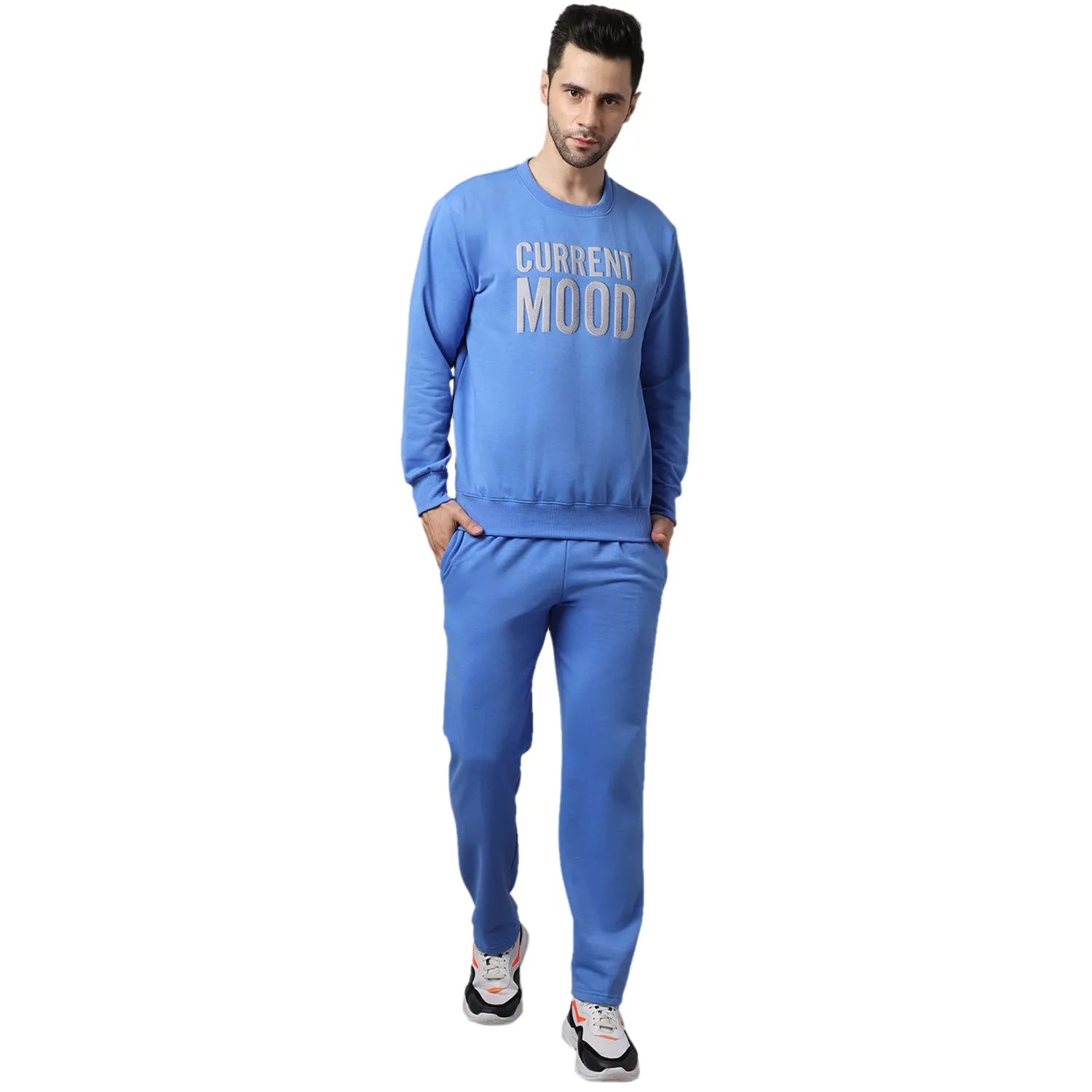 Vimal Jonney Fleece Printed Sky Blue Tracksuit for Men