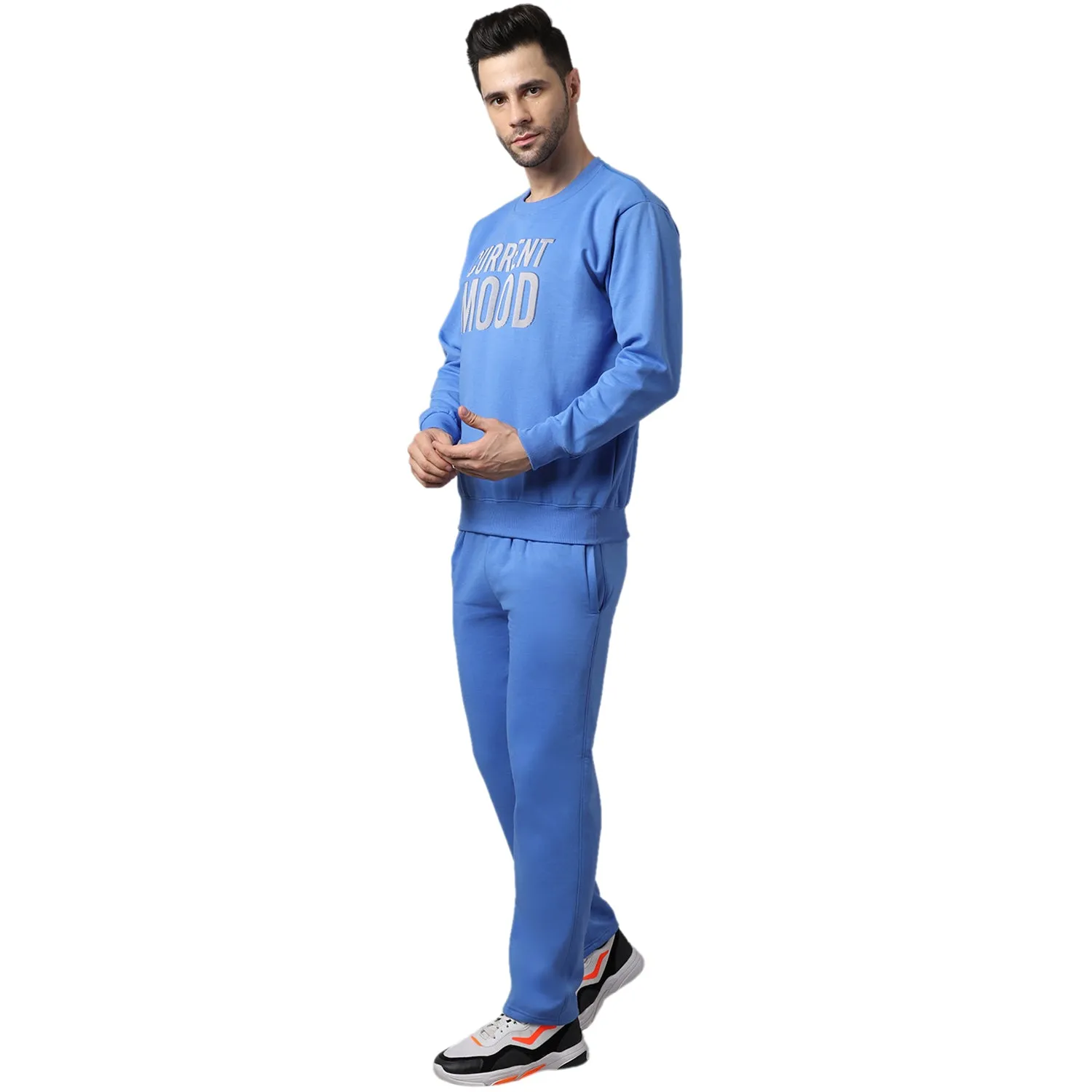 Vimal Jonney Fleece Printed Sky Blue Tracksuit for Men