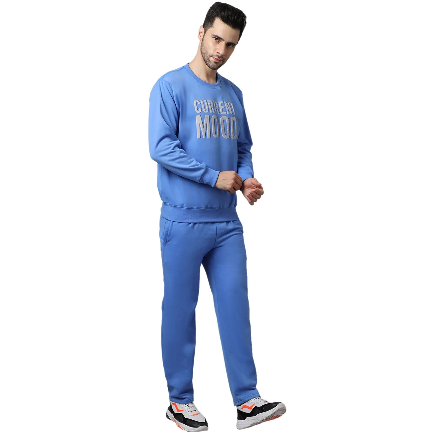 Vimal Jonney Fleece Printed Sky Blue Tracksuit for Men