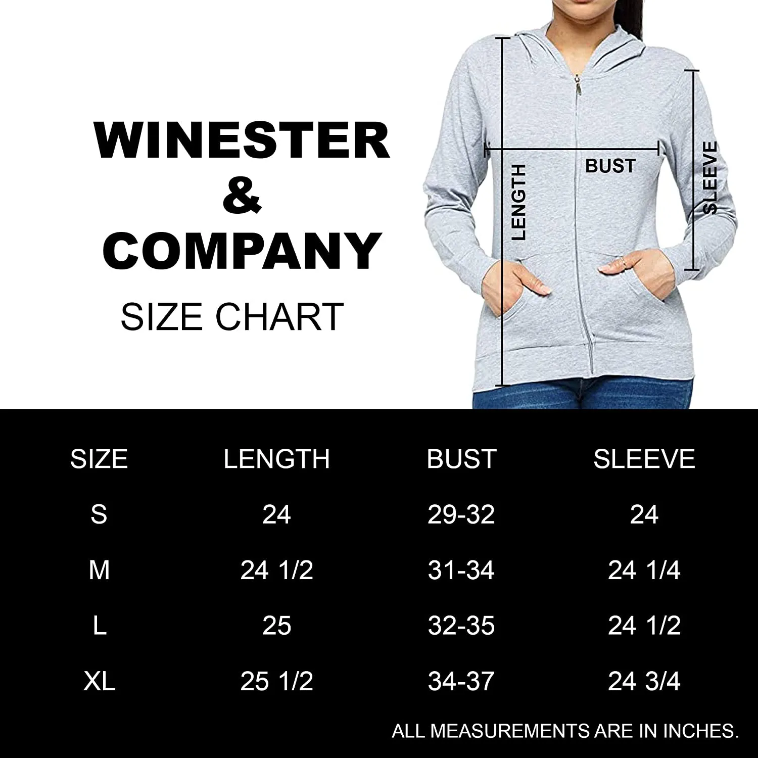 WINESTER & COMPANY Women's Hoodie - Casual Long Sleeve Full Zip Up Slim Fit Hooded Jacket Sweatshirt Workout Active Top