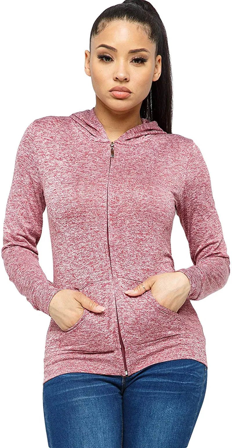 WINESTER & COMPANY Women's Hoodie - Casual Long Sleeve Full Zip Up Slim Fit Hooded Jacket Sweatshirt Workout Active Top