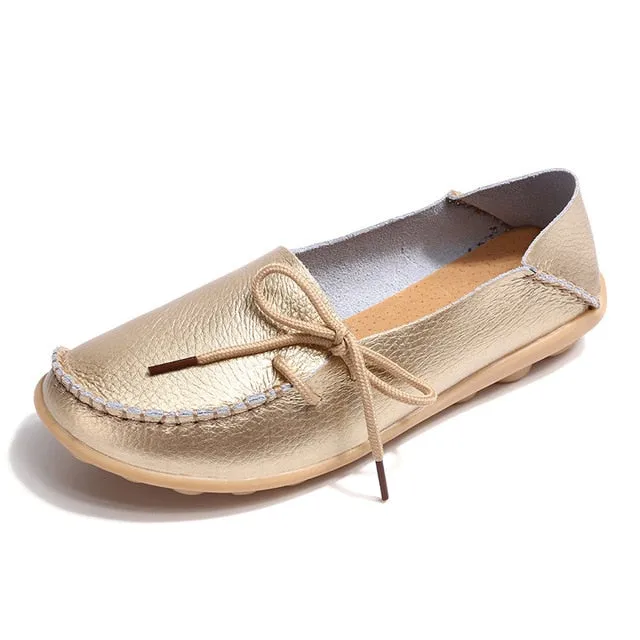 women flats 2018 Summer women slipony genuine leather shoes