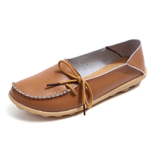 women flats 2018 Summer women slipony genuine leather shoes