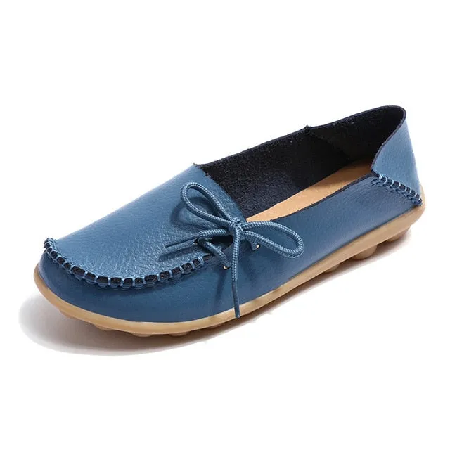 women flats 2018 Summer women slipony genuine leather shoes