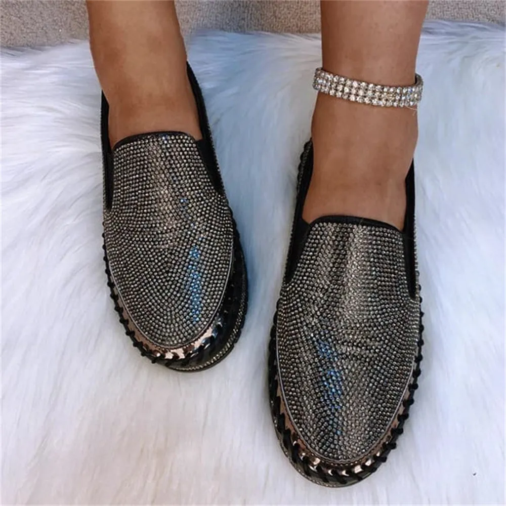 Women Rhinestone Platform Breathable Slip-on Shoes