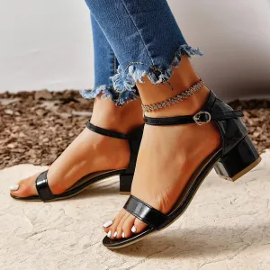 Women's Narrow Band Low Heel Sandal Fashion Shoes