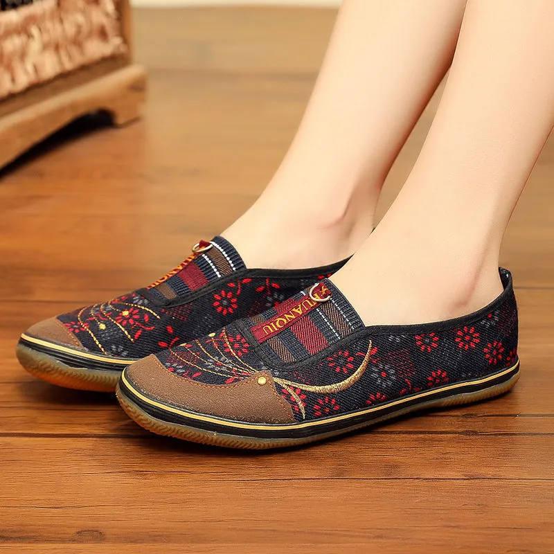 Women's Spring Flat Slip-on Cloth Canvas Shoes