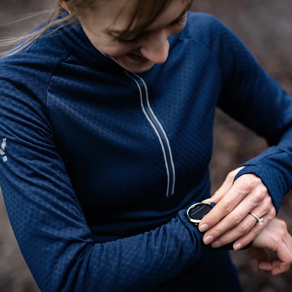 Womens Zephyr Zip Grid Fleece (Navy)