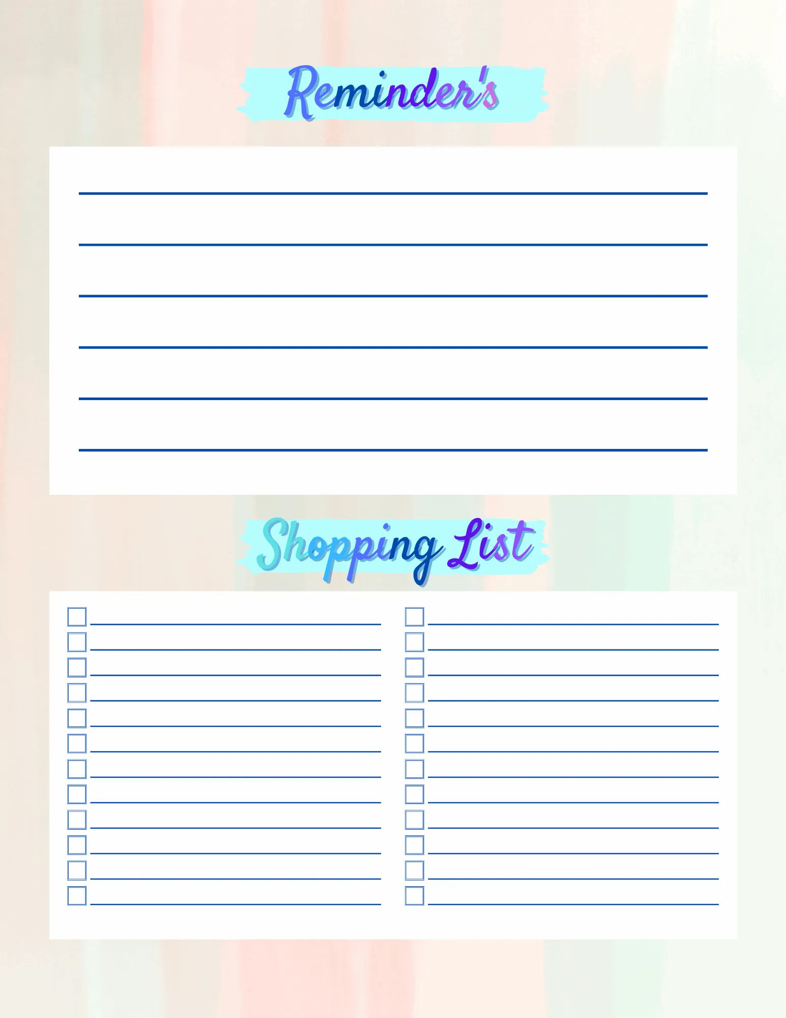 Workout & Meal Planning Printables