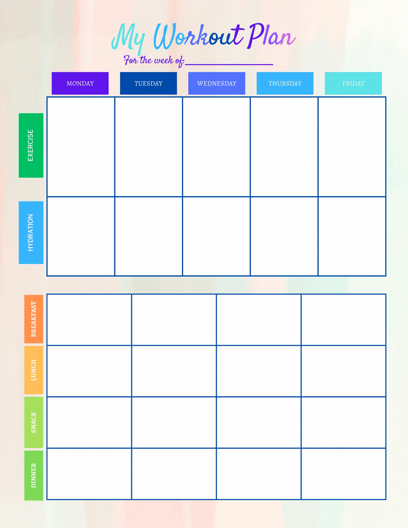 Workout & Meal Planning Printables